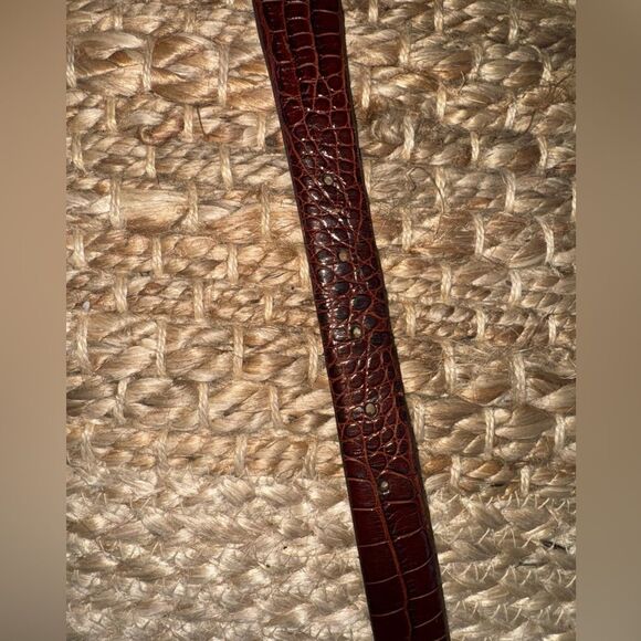 Brown Crocodile Embossed Belt with Silver Buckle - Picture 5 of 14